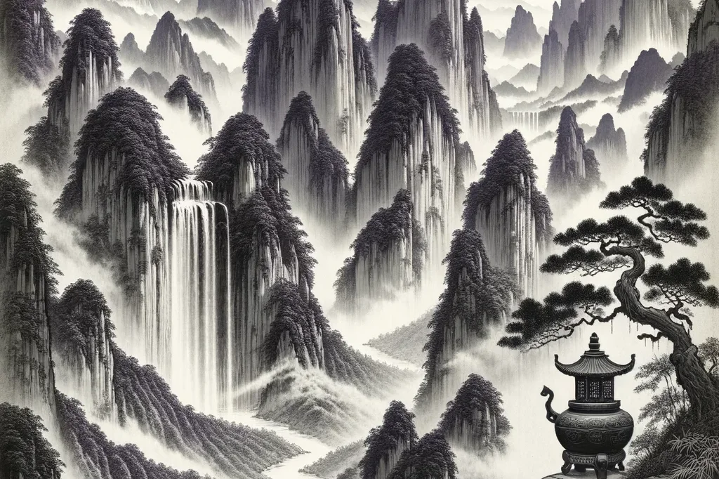 学术封面成果：水墨山水风格文生图